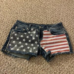 Miss Me American Flag Sequin Shorts